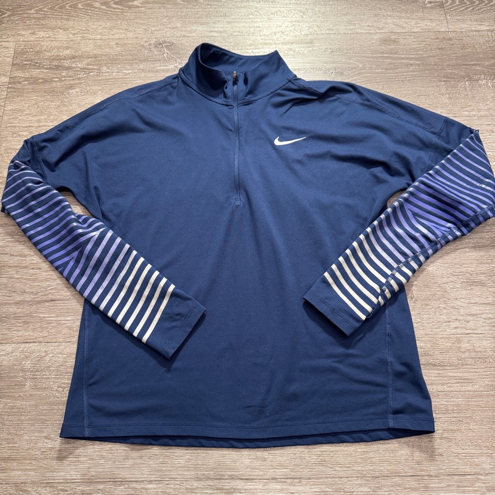 Nike Jacket Womens M Blue Performance 1/4 Zip Running Pullover Athleisure Sporty